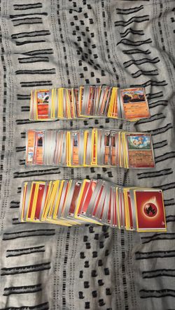 212 random fire pokemon cards and 111 energy cards