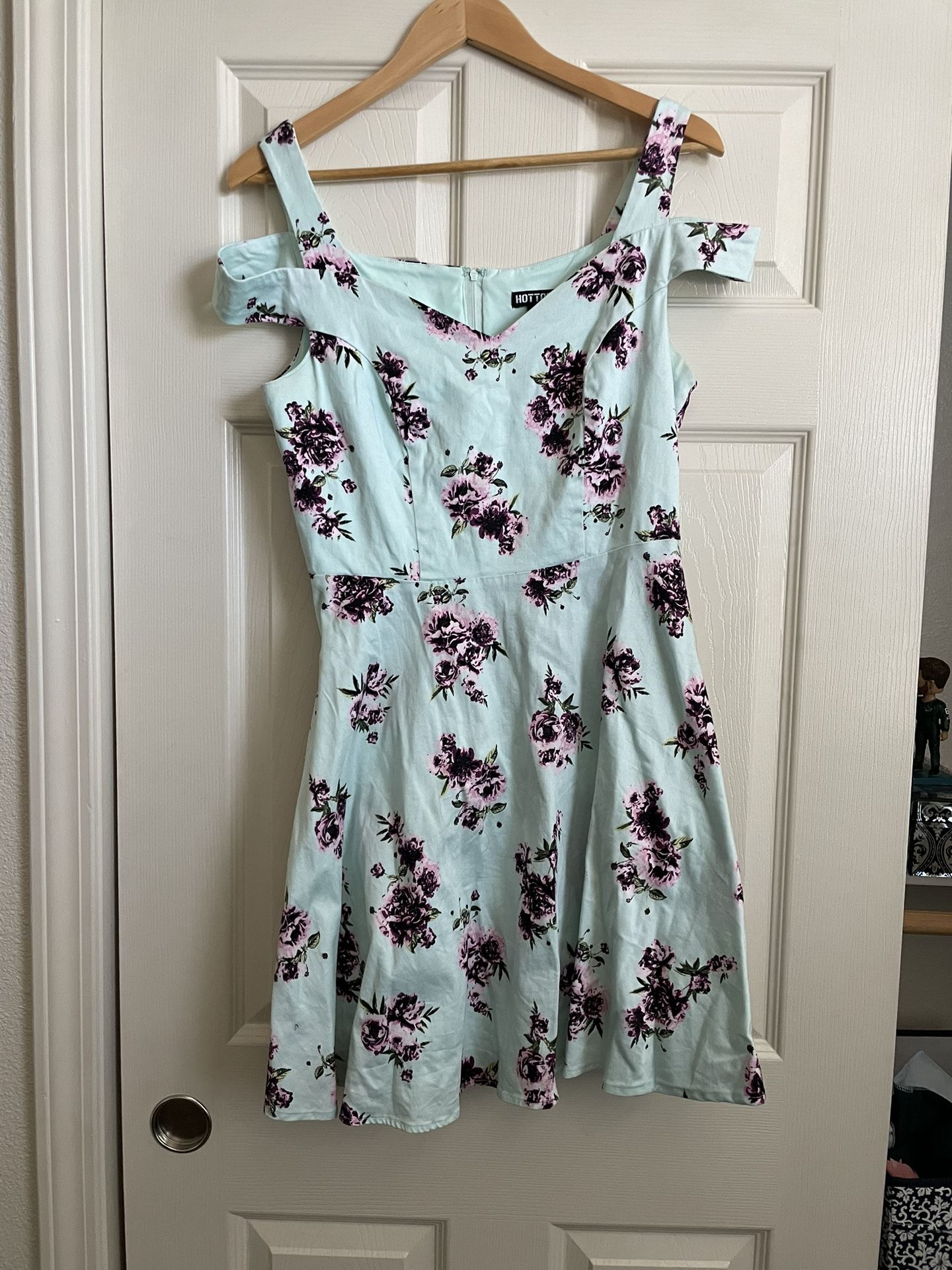 Mint Dress w/ Deep Purple Floral