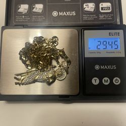 14k Cuban Chain With 14k Pendant