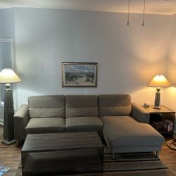 L-Shaped Sofa with table(s)  & lamps 