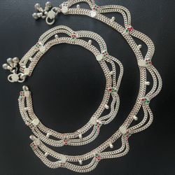 Pure Silver Embellished Anklets
