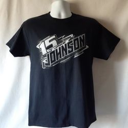 NASCAR #15 Jake Johnson men's black short sleeve graphic t-shirt size M