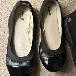 2 Pairs Of Black Flat Shoes Size 6
