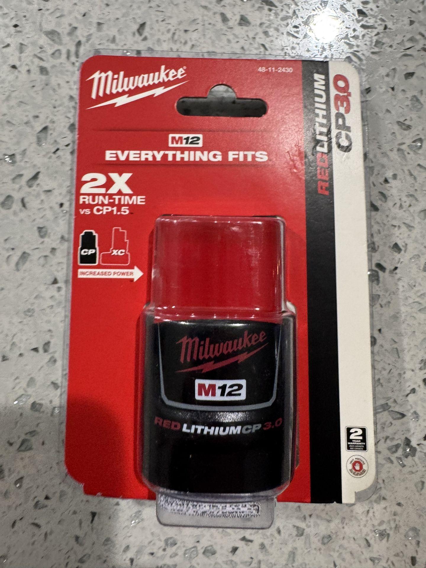 Milwaukee 48-11-2430 M12 Red Lithium CP 3.0 Compact Battery Pack