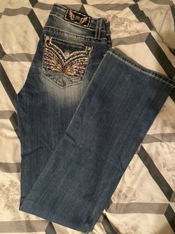 Miss Me Bootcut Jeans with Butterfly Embroidery