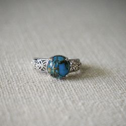 Sterling Silver Turquoise Ring (size 7.5)