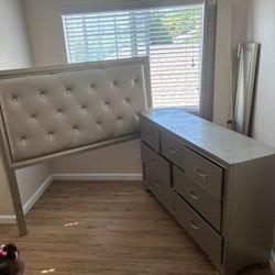 Queen Bed Frame W/ Headboard & Dresser