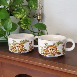 Vintage Mushroom And Butterflies Mug Set 
