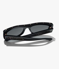 Chanel black rectangular sunglasses