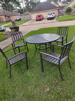 All metal patio dining table set MESA Y SILLAS DE FIERRO PESADO PARA su PORCHE OR patio furniture
