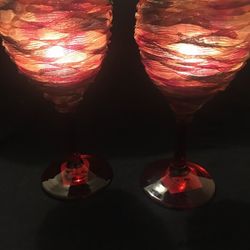 Burgundy Custom Design Wine Glass Candle Holder 2pc Set Home Decor Mother’s Day Gift Sale 