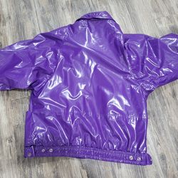 VTG EXC Wippette Purple Rain Jacket Womens M Vinyl Waterproof Retro Y2K