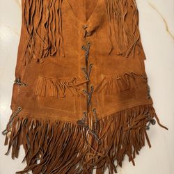 Golden threads Outerwear Brill Bros Milwaukee Westen Suede Vest Vintage 1970s Suede Vest Fringe Leather Size S 