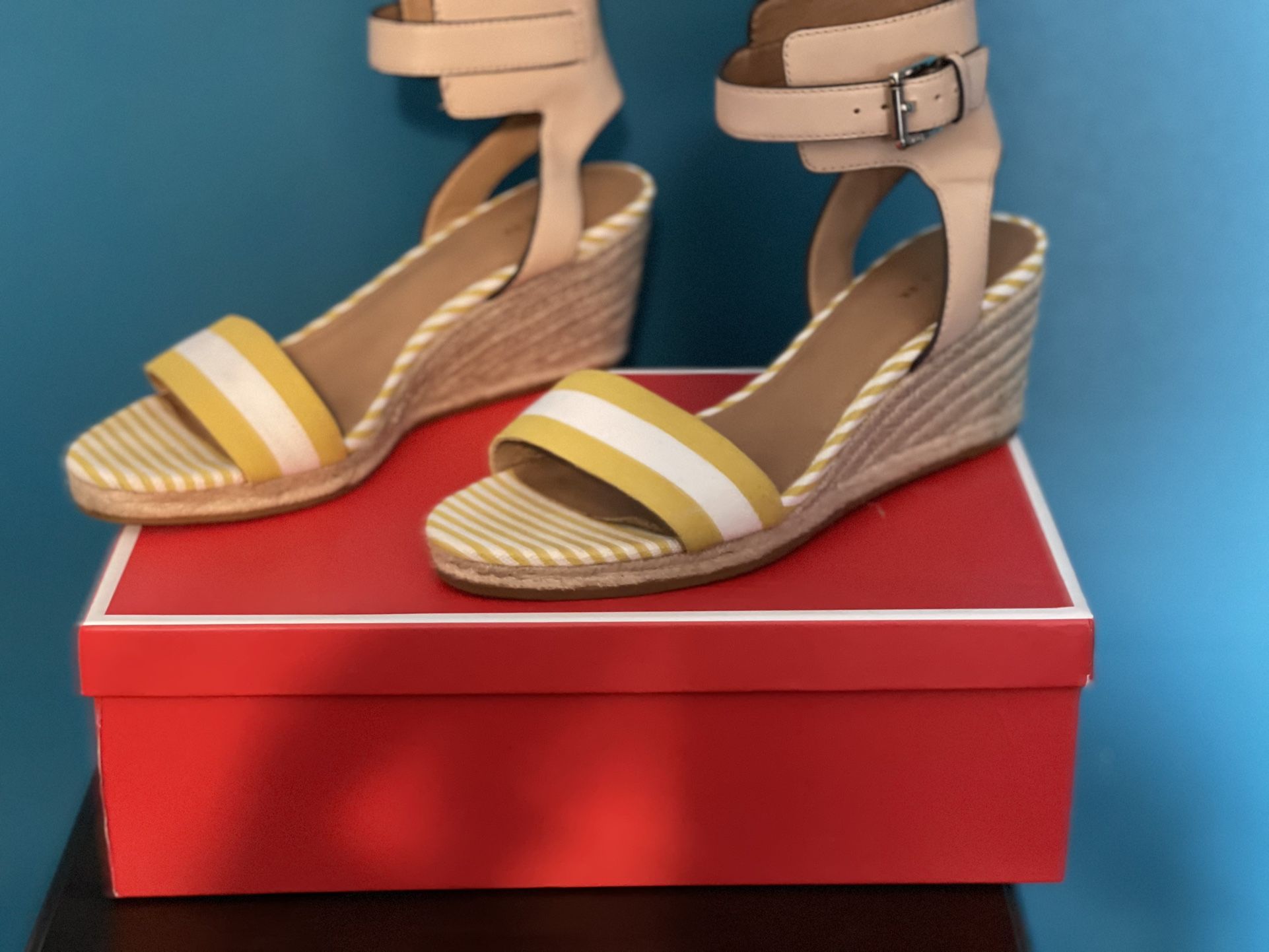 Coach Yellow & White Espadrille Sandal 