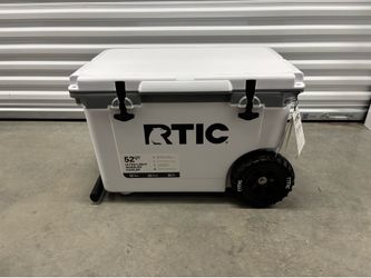 RTIC 52 QT Wheeled Hard-Sided Ice Chest Cooler, Ultra-Light, Fits 76 Cans, White & Grey