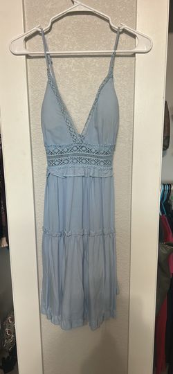 Light Blue Lace Trim Midi Dress L