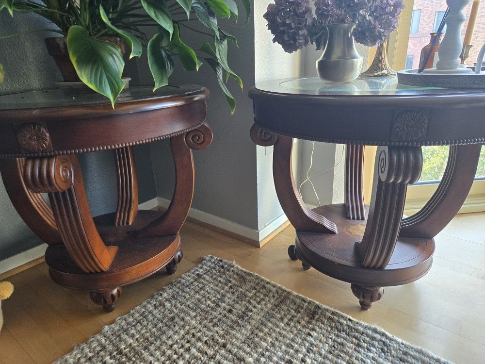 Pair Of Antique Wooden Side Tables