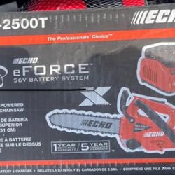 Echo eFORCE 12 in. 56V X Series Cordless Battery Top Handle Chainsaw with 2.5Ah Battery and Charger