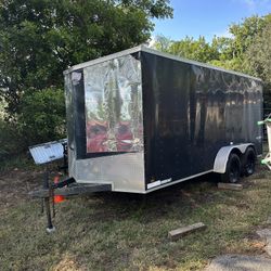 2017 18’ Long Trailer With Lawn Equipment 