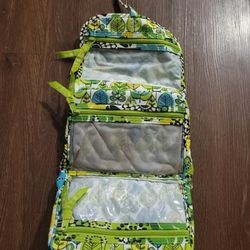Vera Bradley cosmetic bag  closed 8" wide, 6.5" high. Open 18" long