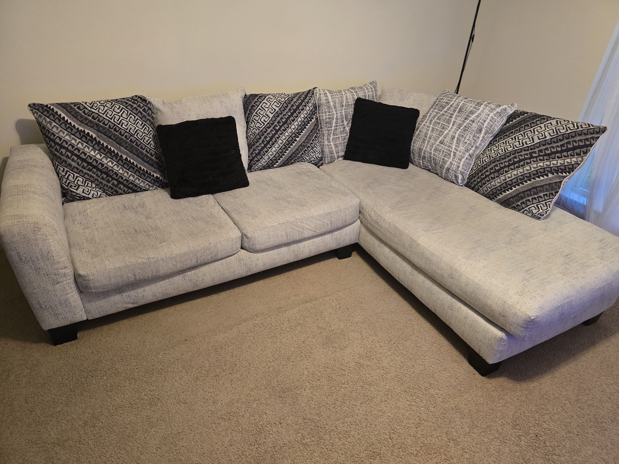 White and Grey 3 Piece Sectional