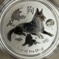 2018 1oz Australia Year Of The Dog Silver Coin 