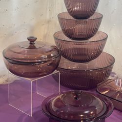 Pyrex Cranberry Set