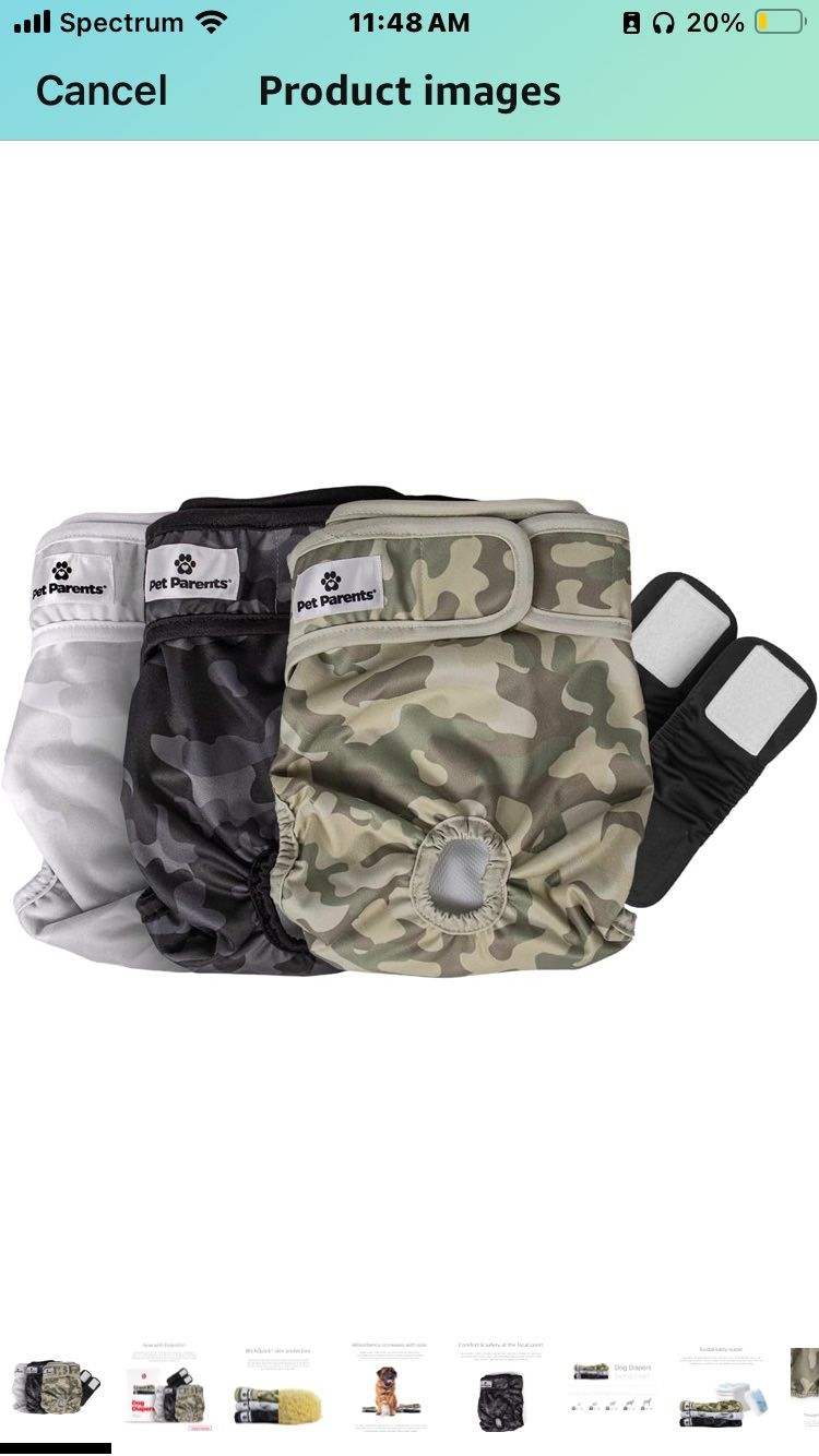 NEW Open Box Pet Parents Premium Washable Dog Diapers & Extendrs, (3pack) -M
