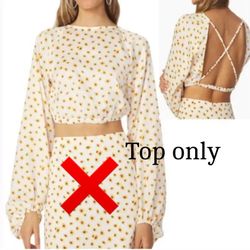 NWT We Wore What Daisy Flower Billow Sleeve Crop Top Women's Size Medium M