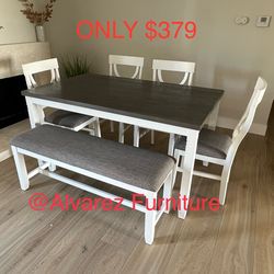 Dining table set with bench