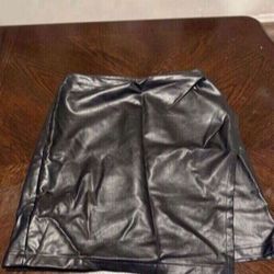 Cider Black Leather Skirt 