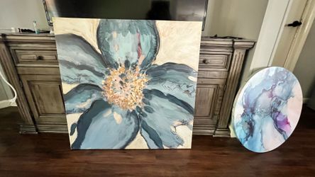 Large Blue Floral Canvas