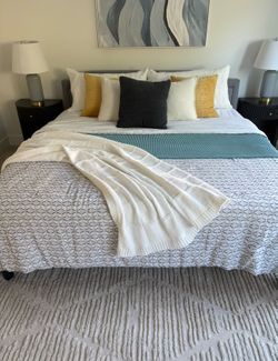 King Size Upholstered Bed Frame + Mattress Set