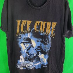 Ice Cube Shirt Black Short Sleeve Crew Neck Hip Hop Rap Tee Concert Shirt L