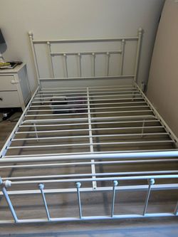 White metal bed frame