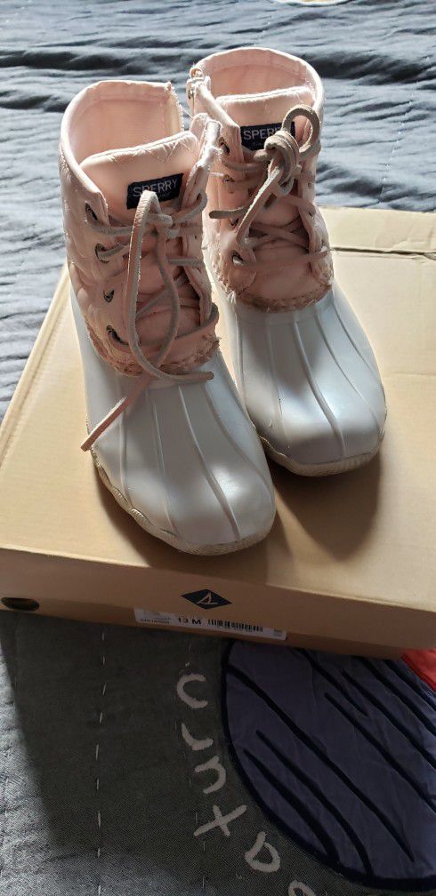 Sperry Winter Boot Girl Blush Silver 13M