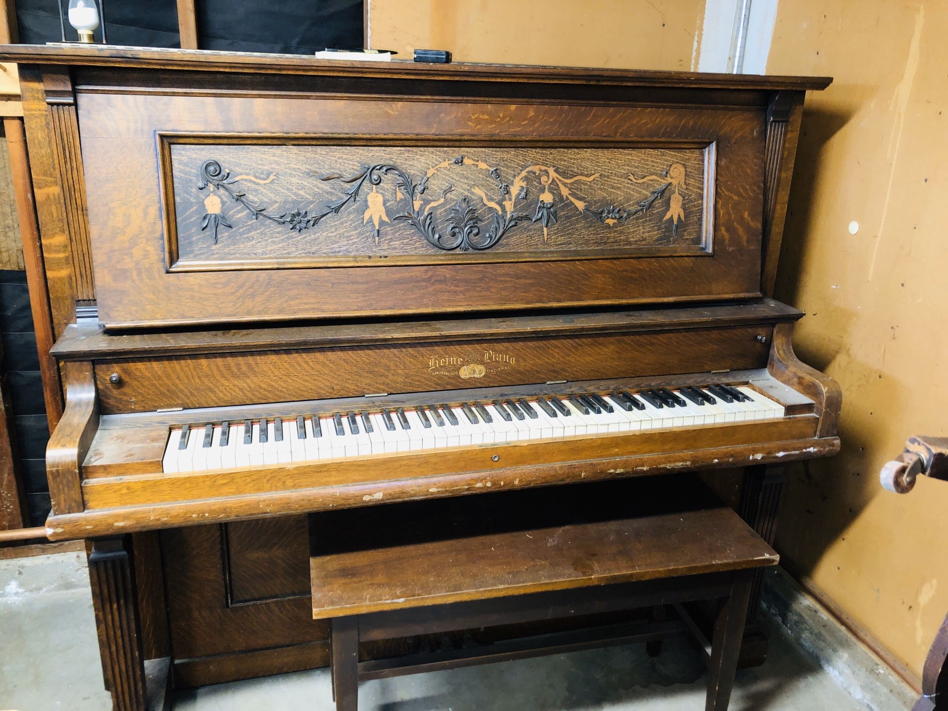 Vintage Heine Piano 55x30x56H
