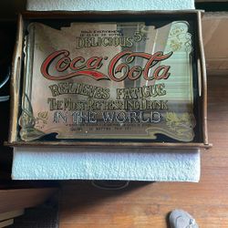 Coca Cola Wooden Tray W/mirror