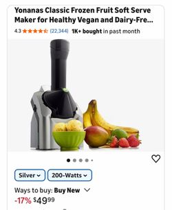 Yonanas Classic Frozen Fruit Soft Serve Maker for Healthy Vegan and Dairy-Free Treats