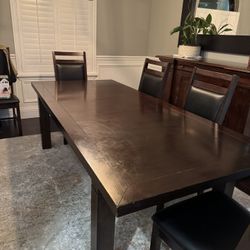 Solid Wood Dining Table With 6 Chairs Matching Buffet