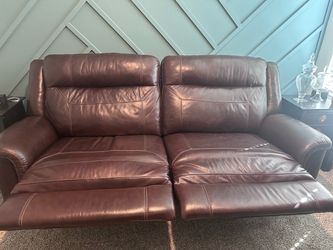 Brown Leather Reclining Loveseat