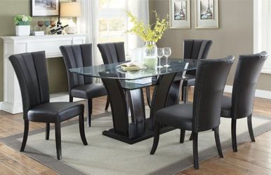 7 Piece Dining Set - Glass Top Table & 6 Chairs 