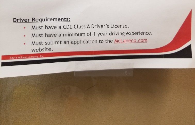 Job offer for Mclane (driver)