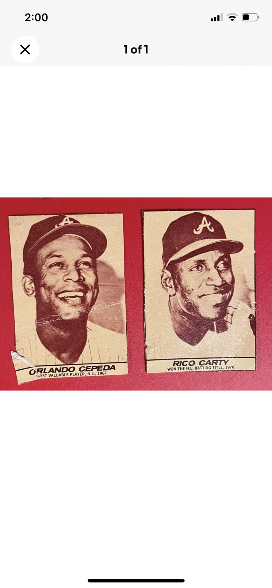 1971 Milk Dud Braves cards