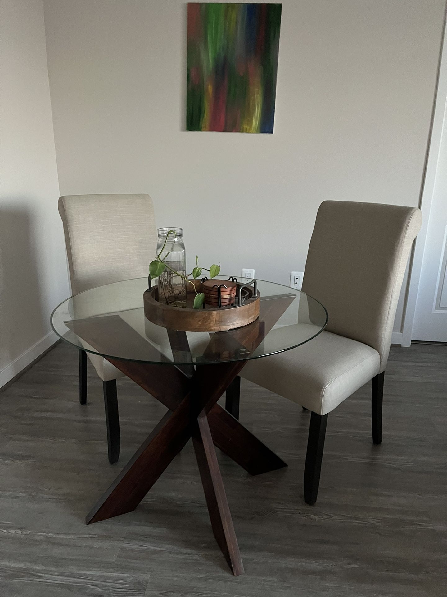 Wood Glass Top Table