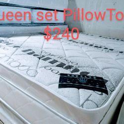 $240 Queen PillowTop Mattress And Boxspring Brand New Free Delivery Same Day 