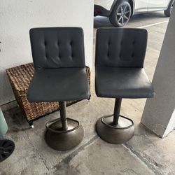 Two Grey Leather Bar Stools $40 Obo 