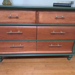 Stanley Solid Wood Vintage Dresser - Green & Wood