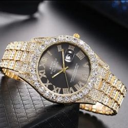 Black / Gold Colored Bling Watch 