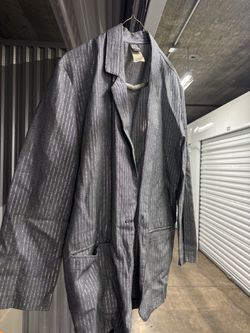 Gray Plaid Open-Front Blazer Jacket